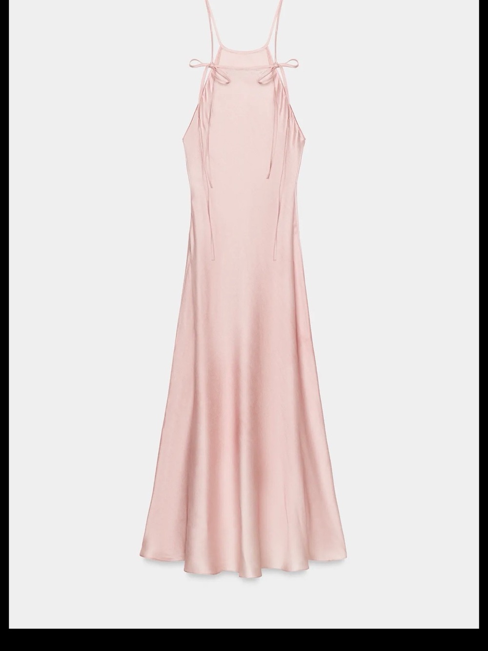 Zara Blush Pink Slip Maxi Dress with Tie Straps